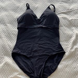 SPANX Floral One-Piece Swimsuit in Navy Blue